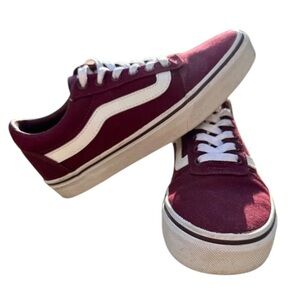 Vans Burgundy and White Sneakers